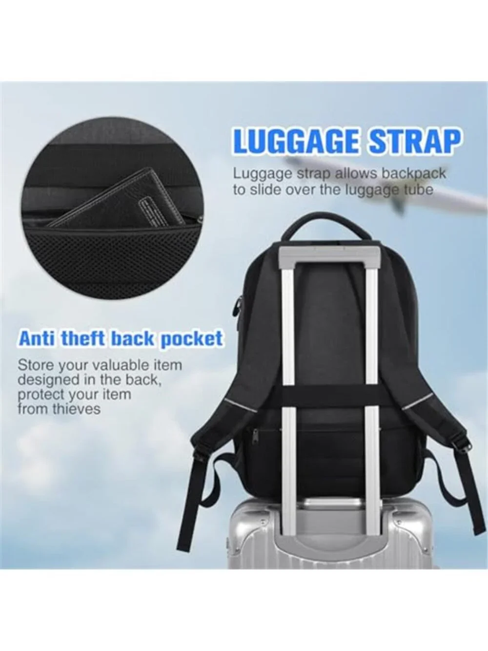 Large 35L Laptop Backpack USB Charging Port Waterproof Travel School College